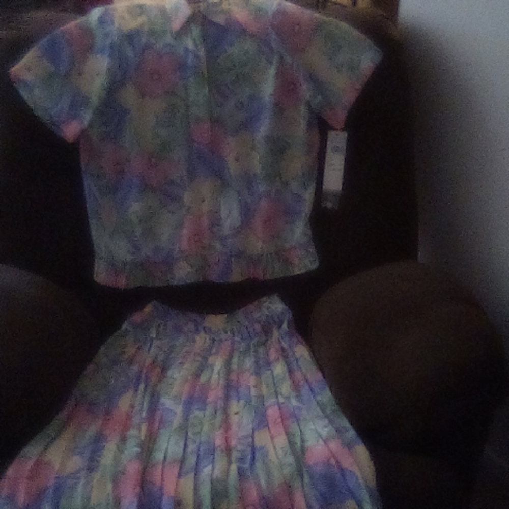 Alfred Dunner Pastel Floral Two-Piece Top and Skirt Set